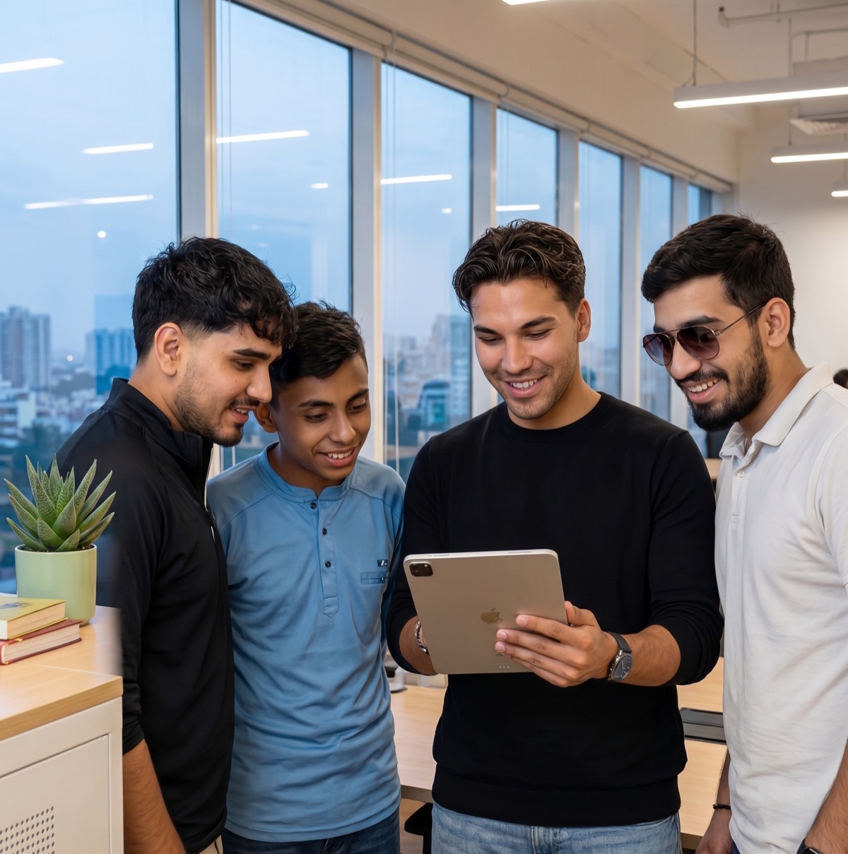 The Quantum Reach team reviewing a client project